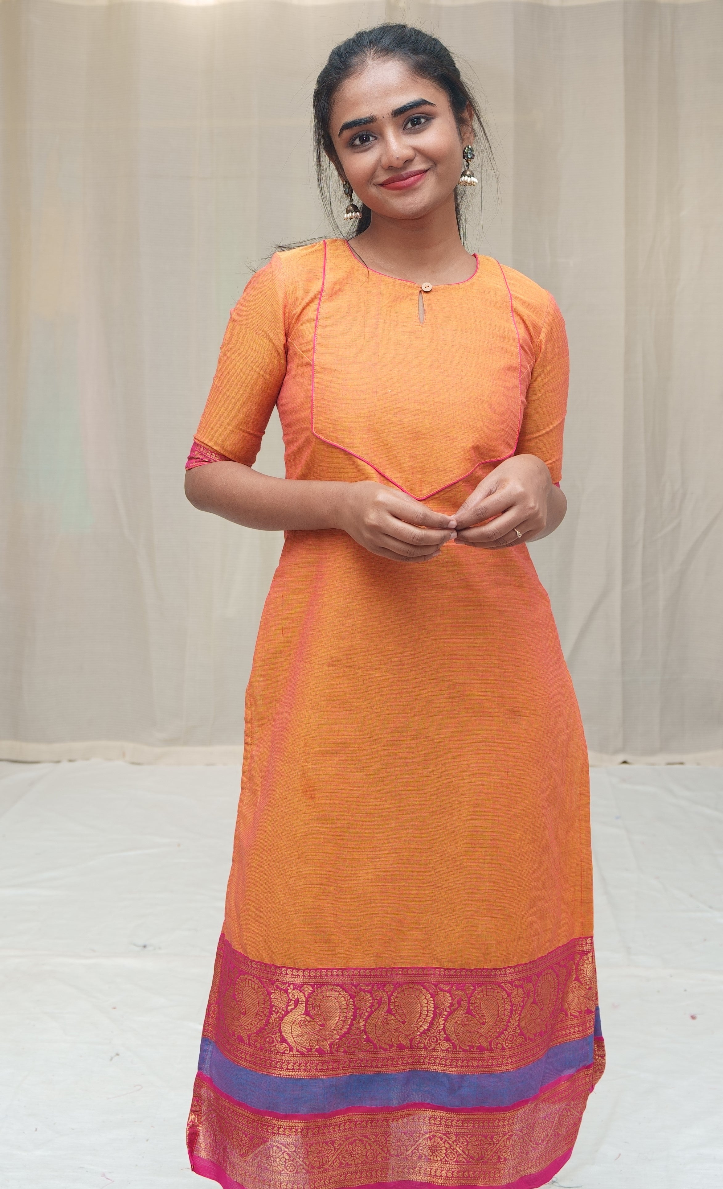 Orange Color Faux Georgette Designer Readymade Islamic Kurti